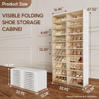 ANTBOX Stackable Plastic Shoe Storage Cabinet With Magnetic Clear Door, 10 Tiers 40 Pairs