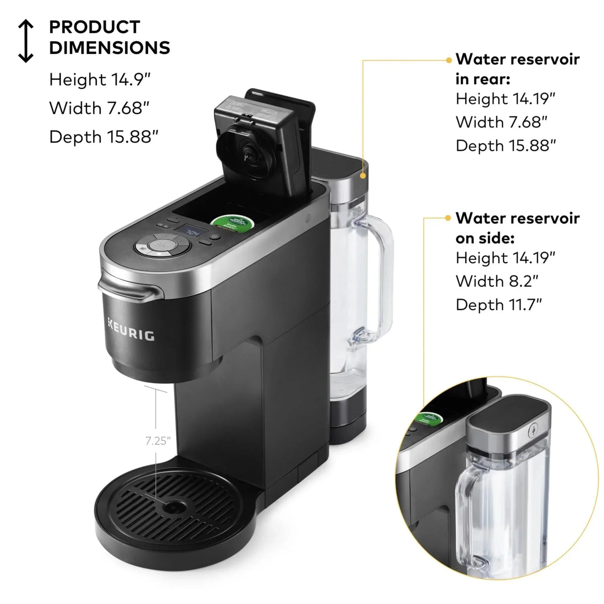 Keurig Single Serve & Carafe Coffee Maker, 60 oz Water Reservoir, 12-Cup Thermal Carafe - K-Duo Plus