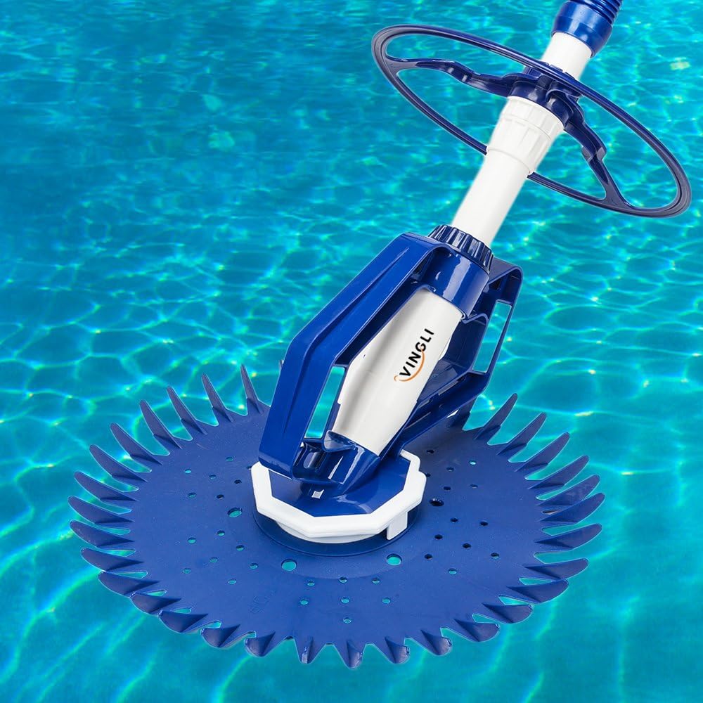 VINGLI Automatic Swimming Pool Vacuum Cleaner With 33FT Hoses, Navy Blue & White - Pool Cleaner 277