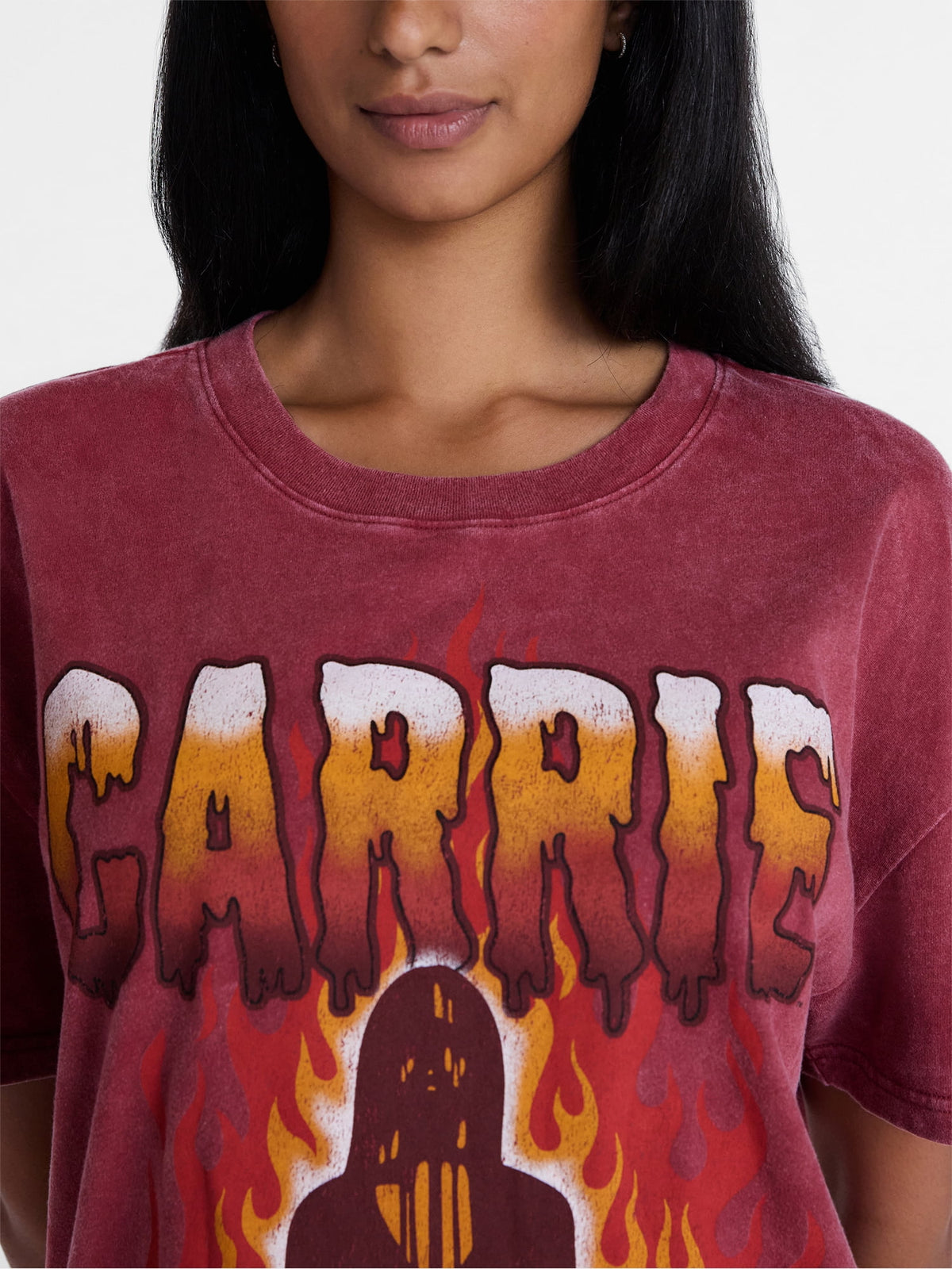 Carrie Women's Fire Halloween Graphic Tee with Short Sleeves, Sizes XXS-XXL