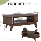 Fluted Oval Coffee Table With Storage, 46.45 x 19.68 x 15.94 in