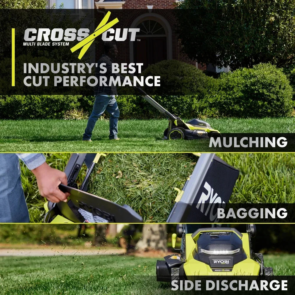 RYOBI 40V HP Brushless 21" Walk Behind Self-Propelled Lawn Mower w/ (2) 6.0Ah Batteries and Charger
