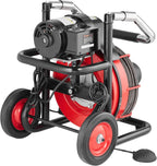 VEVOR Drain Cleaner Machine 100FT x 1/2 Inch, 550W, 8 Cutters, Red + Black