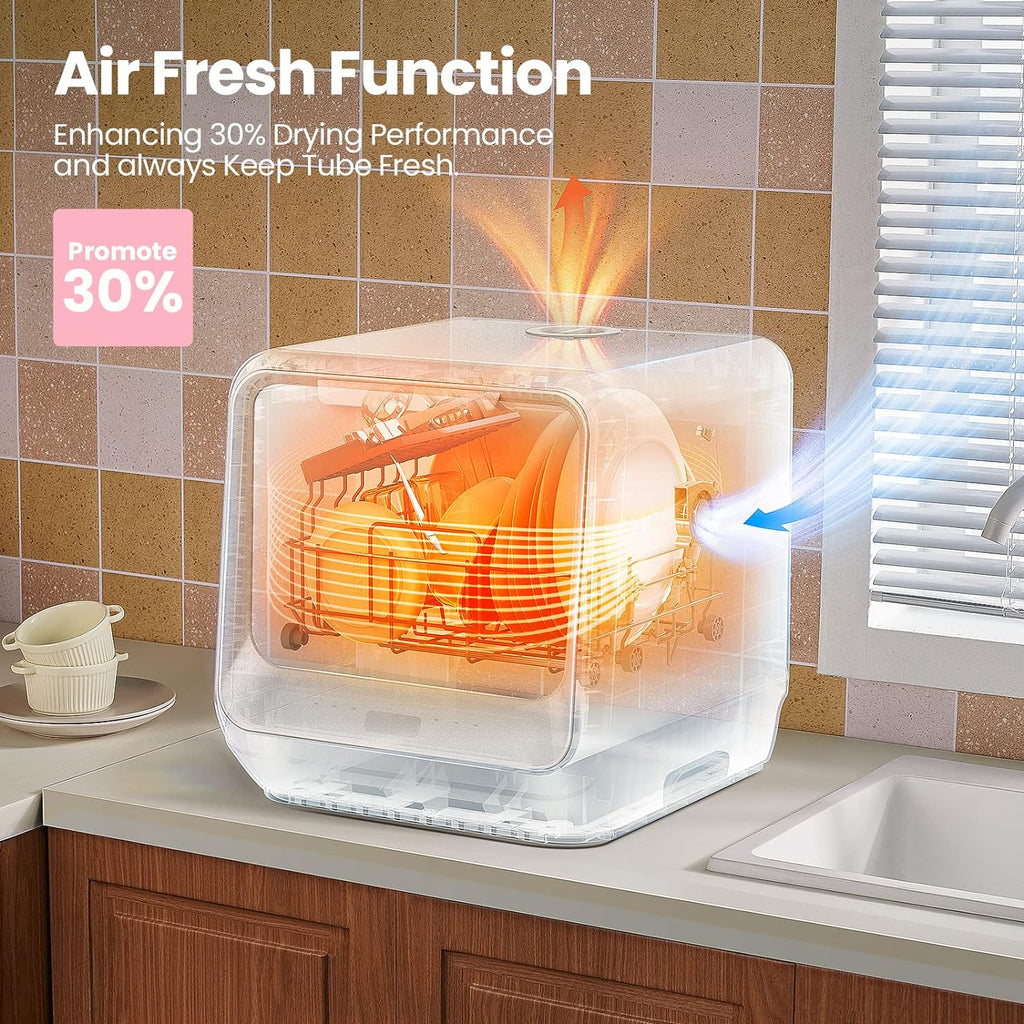COMFEE' Portable Countertop Dishwasher, 5L Built-In Water Tank, 6 Programs, White - CDC17P0AWB