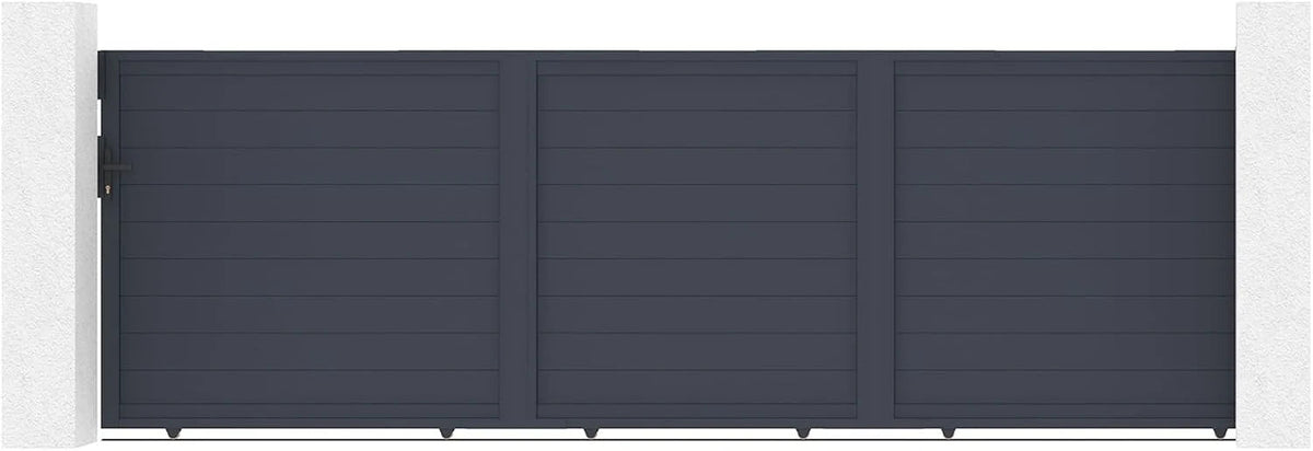 Casanoov Aluminium Folding Driveway Gate 4m x 160cm Grey - KIT-000024