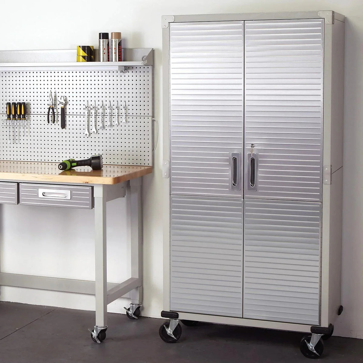 Seville Classics UltraHD Rolling Storage Cabinet, Granite, 36in W x 18in D x 72in H