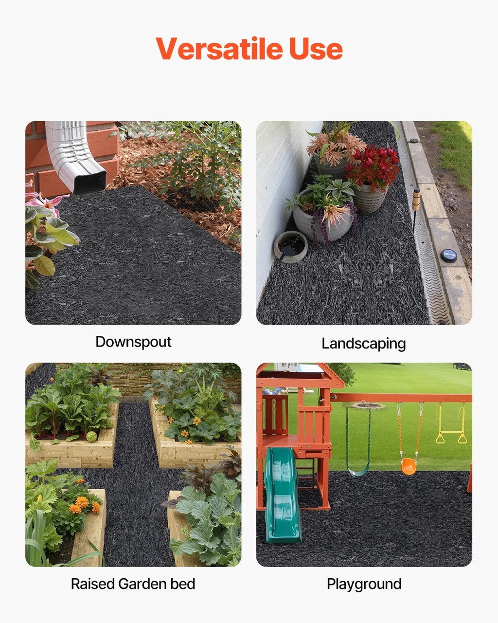 VEVOR Rubber Mulch Mat, 2 Rolls, 96 x 22 inch, Black - HJ6002