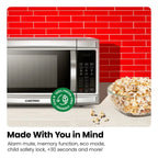 Chefman Countertop Microwave Oven, 0.9 Cu Ft, 900 Watts, Stainless Steel - CRJ55-SS-9