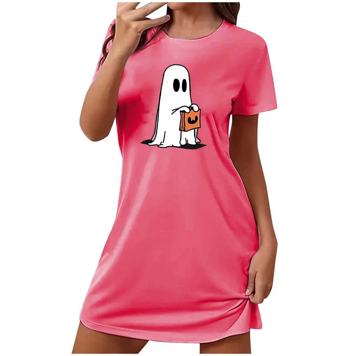 Censtreet Halloween Sleep Shirts for Women Short Sleeve Night Shirts for Sleeping Pullover Nightgown Soft Nightdress