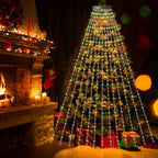 AYktou Christmas Tree Lights 6.56ft 16 Lines LED Waterfall Lights Waterproof Xmas Tree Topper Lights with Remote and USB Powered Christmas Lights for Halloween Xmas Year Holiday
