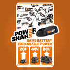 WORX 20V Cordless Trimmer & Edger, 12in Cutting Diameter, 2 Batteries - WG163