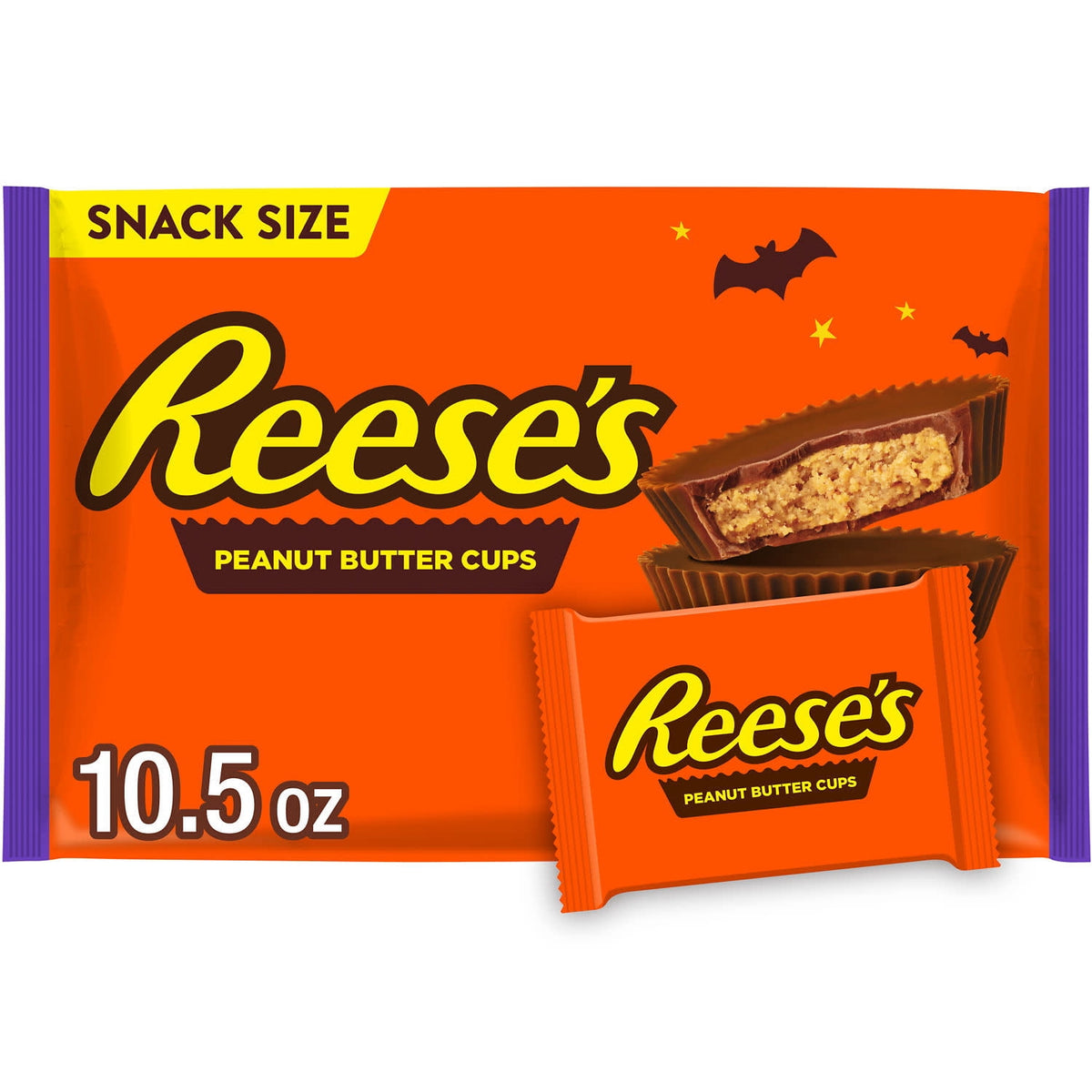 Reese's Milk Chocolate Snack Size Peanut Butter Cups, Halloween Candy Bag, 10.5 oz