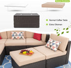 5-Piece All-Weather Wicker Patio Conversation Set With Ottoman And Cushions