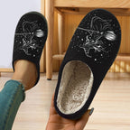 PMVFHDE Halloween Fuzzy Winter Ons Witch Print Flat Indoor Footwear For Home Sole Warm Comfortable Women’s Shoes Black - 10