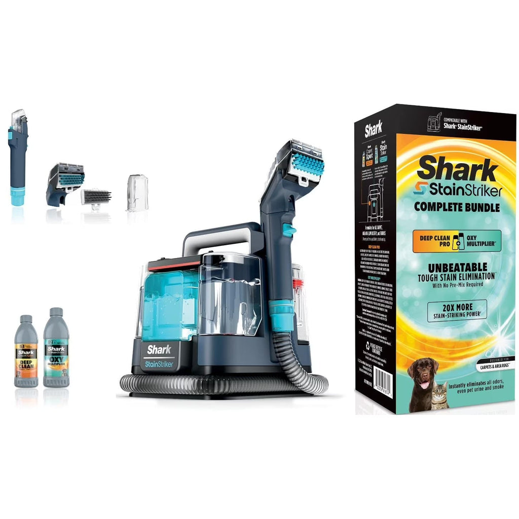 Shark StainStriker Portable Carpet And Upholstery Cleaner With 2 Tools, 6oz And 12oz Formulas - PX200 Navy/White