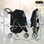 Bestpet Pet Stroller, 3 Wheels Travel Folding Carrier - T13