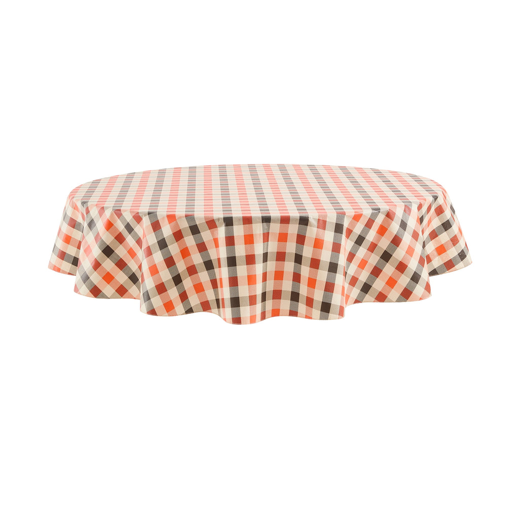 Way To Celebrate Halloween PEVA Tablecloth Indoor & Outdoor Table 70" Round - Buffalo Plaid