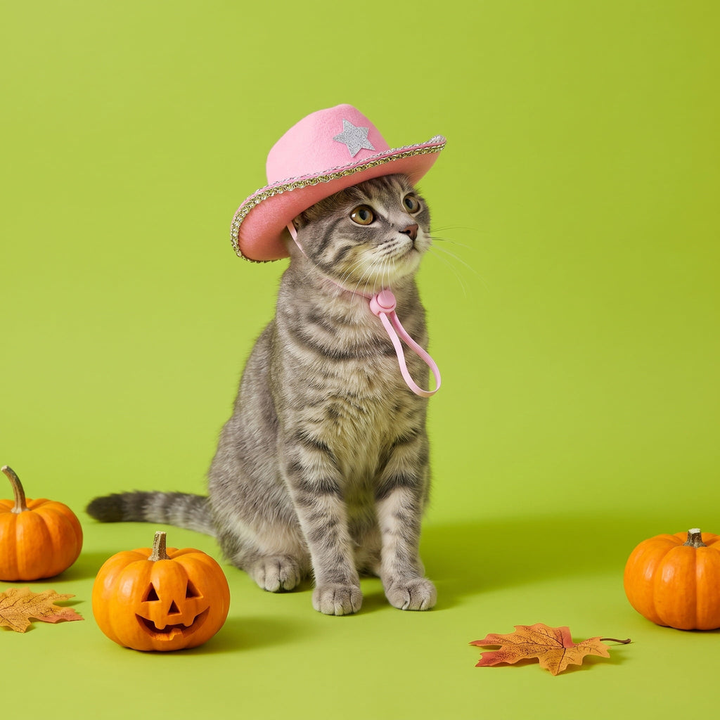 Vibrant Life Halloween Cowboy Hat Costume for Dogs and Cats, Pink