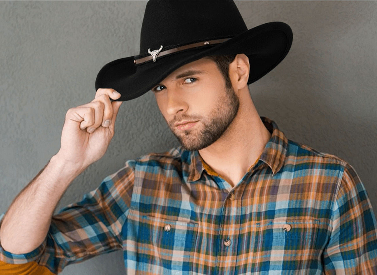 Wowstyle Wide Brim Cowboy Hat for Adult Men Women Cowgirl Hat with Adjustable Leather Band Western Cattleman Cowboy Rodeo Outfit for Outdoor Activities, Parties, Music Festive