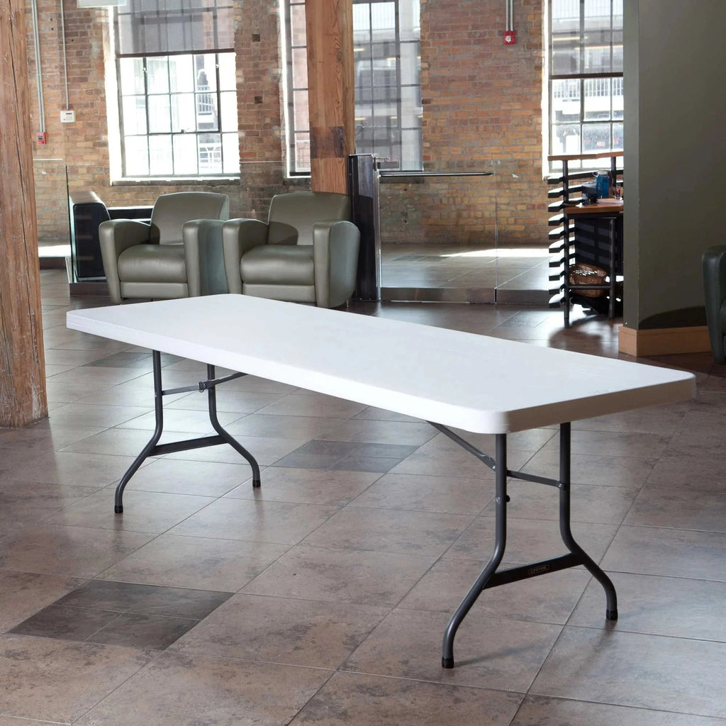 Lifetime 4 8-Foot Rectangle Folding Tables And 32 Chairs Set, White Granite - 80147