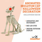 Way To Celebrate Animated Skeleton Cat Halloween Decoration, Beige, 60 in