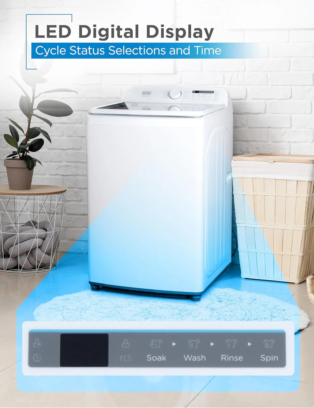 BLACK+DECKER Portable Washing Machine, 0.9 Cu. Ft., 5 Wash Cycles