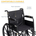 Drive Medicals Silver Sport 1 Wheelchair With Full Arms And Swing Away Removable Footrest - Silver Sport 1