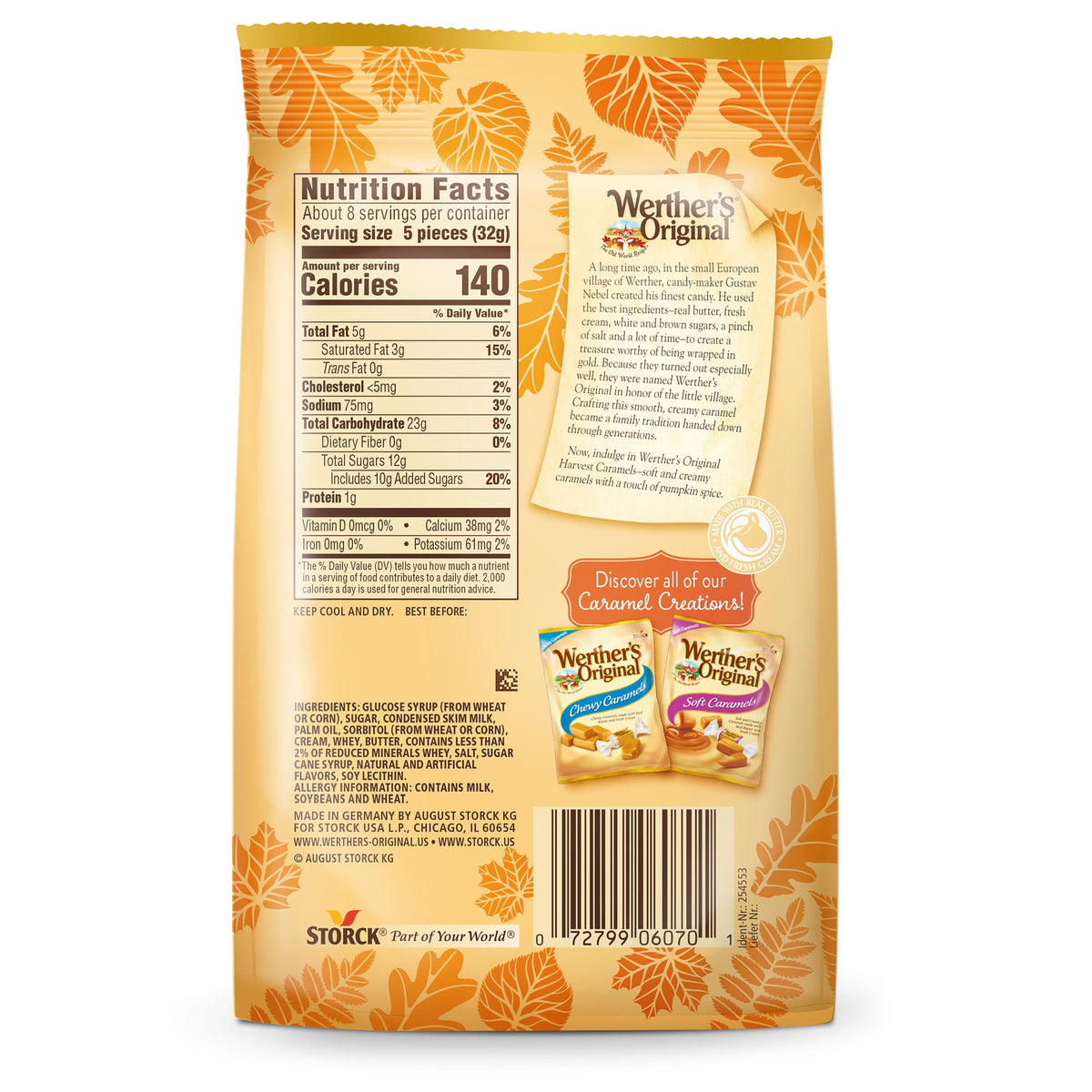 Werther's Original Harvest Pumpkin Spice Soft Caramel Candy, 8.57 oz