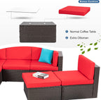5-Piece All-Weather Wicker Patio Conversation Set With Ottoman And Cushions
