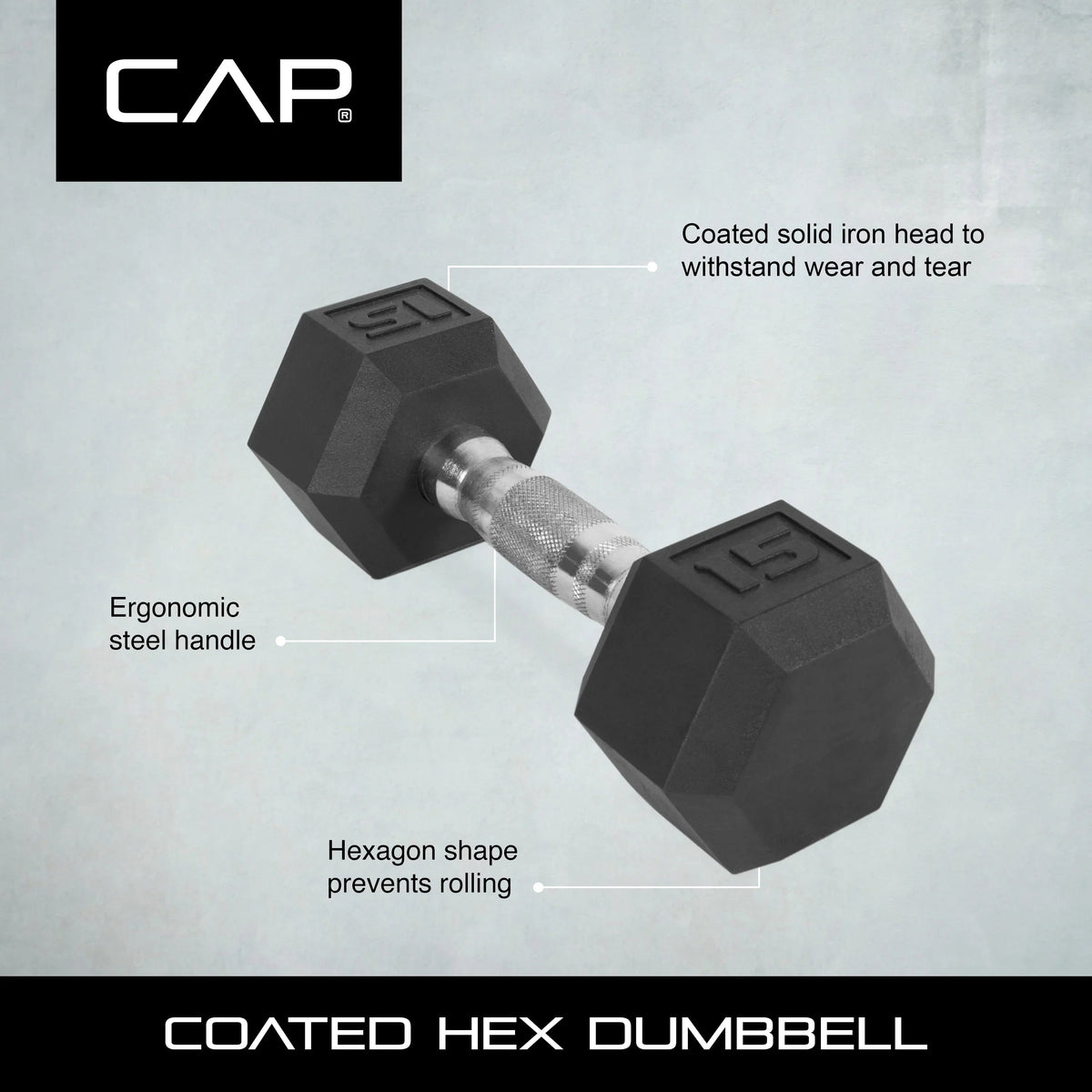 CAP Barbell Coated Hex Dumbbell, 60 lb, 2 Pack
