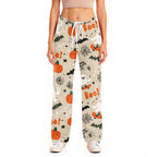 Fabrcox Halloween Womans Pajama Pants Ghost Pumpkin Candy Sleep Pants Women Fall Winter Festival Soft Lounge Pants for Women Khaki S