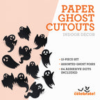 Paper Ghost Cutouts Decoration, Black, 12 Pieces, Halloween by Way To Celebrate