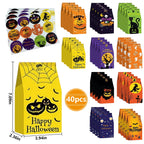 AGCAN 40 Pcs Halloween Treat Bags, Paper Goodie Bag with 48 Stickers, 10 Design, Party Favor Bags for Gifts, Halloween, Party