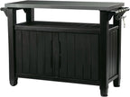 Keter Outdoor Rolling Prep And Bar Cart, Resin - Dark Brown