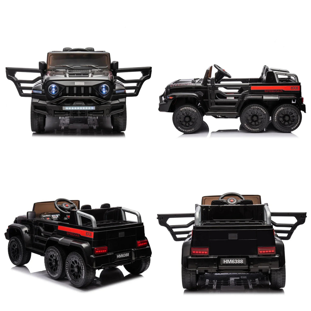 24V 6-Wheel 4WD Kids' Ride-On Pickup Truck With Remote Control - Black