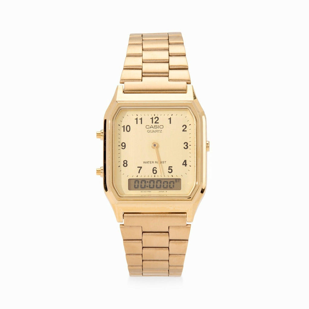 Casio AQ230 Analog Digital Watch - Gold