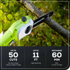 Greenworks 40V 20in Pole Saw With Hedge Trimmer Attachment, 2.0 Ah Battery And Charger