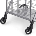 Wellmax Folding Metal Grocery Shopping Cart With Wheels, 31 x 24.5 x 40 Inches - WM99028S