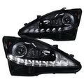 Spec-D Tuning Glossy Black Smoke Projector Headlights Sequential LED For 2006-2009 IS250 - Left + Right Pair