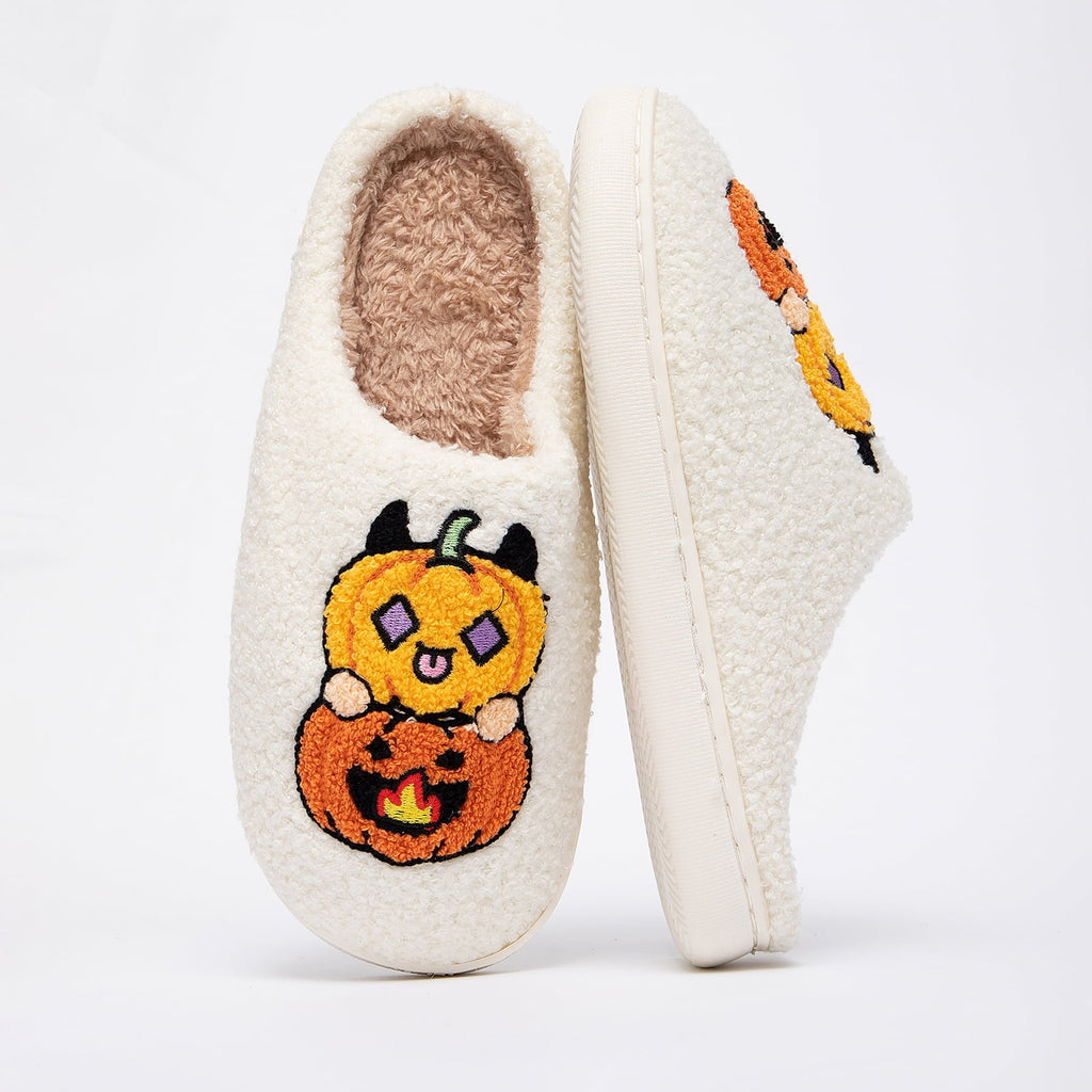 BERANMEY Halloween Slippers for Women Perfect Soft Plush Comfy Warm Slip-On Cute Womens Slippers Indoor Fluffy House Slippers for Women and Men Non-slip Fuzzy Flat Slides