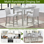 Modern 5-Piece Counter Height Dining Set With Square Table And 4 Upholstered Chairs