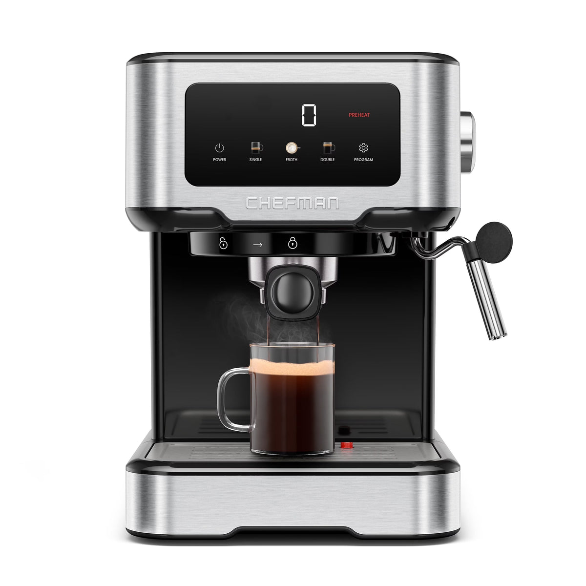 Chefman CraftBrew Espresso Machine With Steam Wand, Touch Controls, Stainless Steel - RJ54-SS-15-D