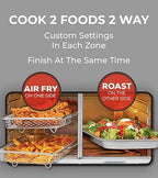 25-Qt. Extra-Large Dual-Zone Air Fryer Toaster Oven With French Doors