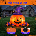 Firstness 6.2FT Halloween Inflatable Decorations Pumpkin Spider with LED Lights, Halloween Blow Ups for Yard Party