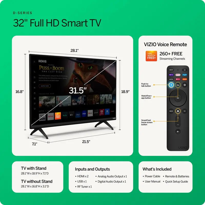 VIZIO 32 Inch Class D-Series FHD LED Smart TV - D32fM-K01