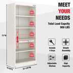 WORKPRO Metal Storage Cabinet With Locking Doors, Adjustable Shelves, Black, 71 Inches Tall - 31-1/2 x 15-3/4 Inch