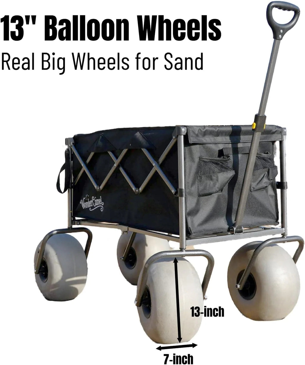 WONDERCAMEL Collapsible All-Terrain Beach Wagon With 13in Balloon Wheels, 185L, 46in D x 28.98in W x 46in H