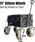 WONDERCAMEL Collapsible All-Terrain Beach Wagon With 13in Balloon Wheels, 185L, 46in D x 28.98in W x 46in H