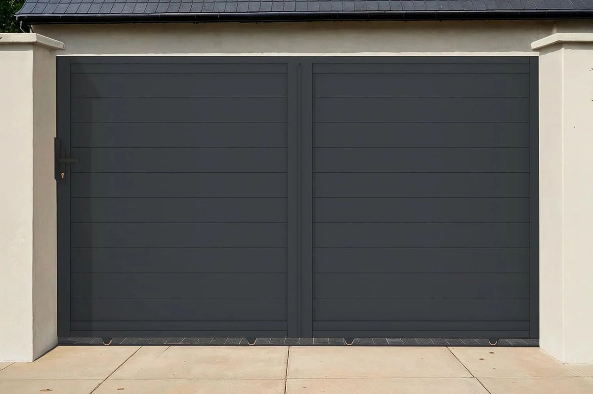 Casanoov Aluminium Folding Driveway Gate 4m x 160cm Grey - KIT-000024