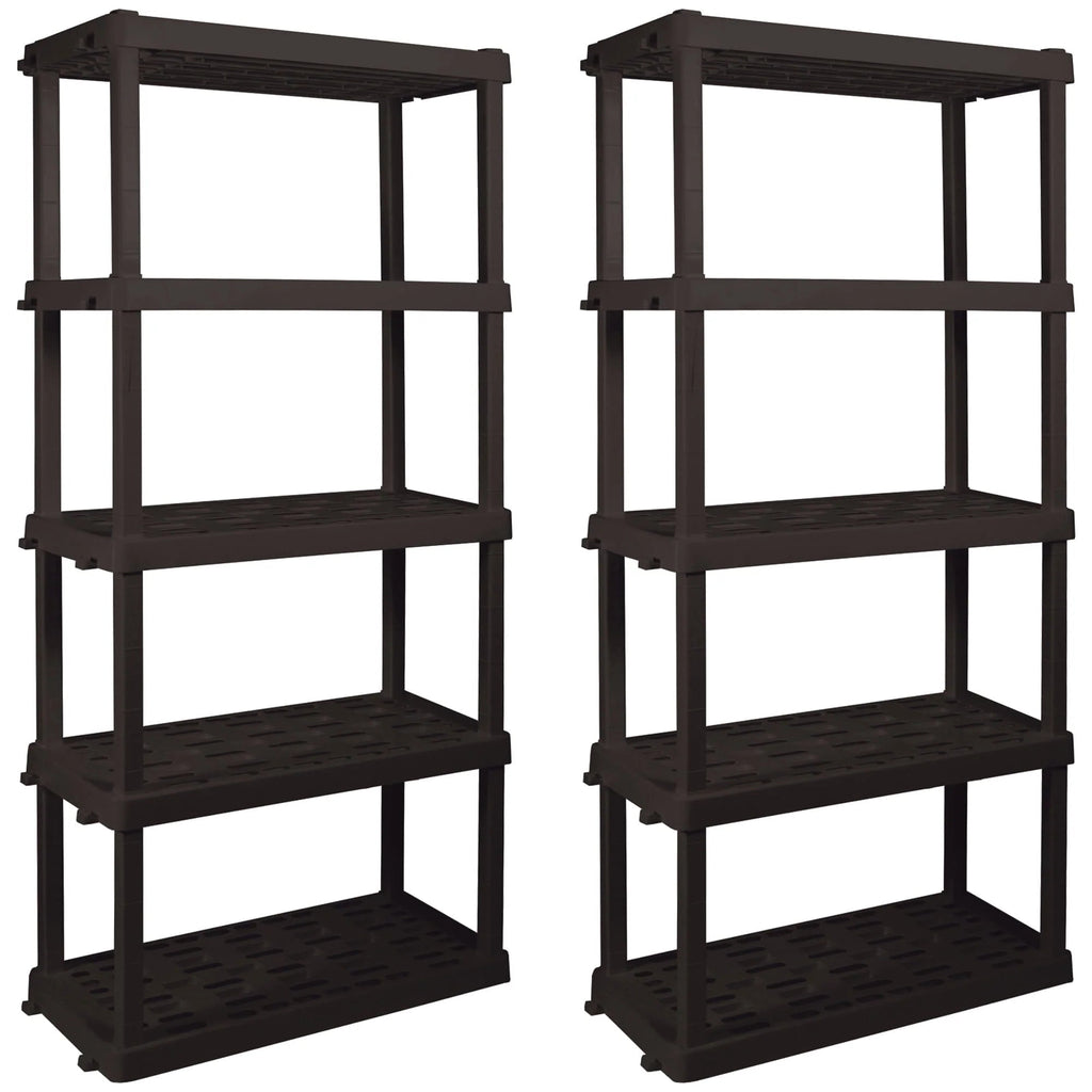 Hyper Tough 5-Tier Shelving Unit, W36 x D18 x H74in, Black, Pack Of 2